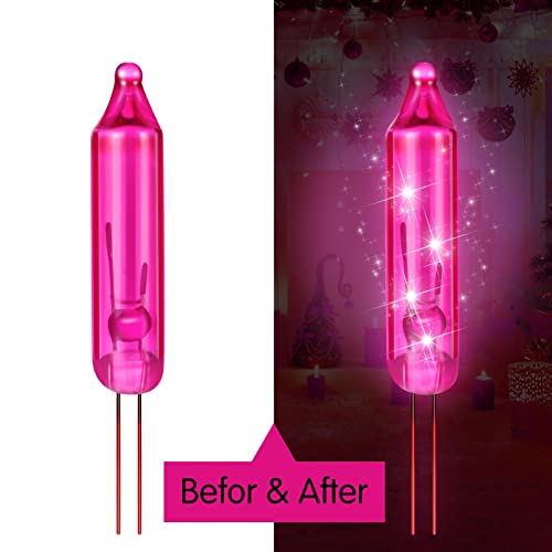 Pink Replacement Christmas Mini Light Bulbs 2.5V 200 Count