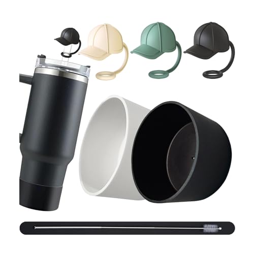 3Pcs Cute Straw Topper for Stanley Cup Straw Cover Cap, 2pcs Silicone Boot for Stanley 30/40oz Tumbler,Plus Cleaning Brush,6Pcs Cup Accessories for Men & Women