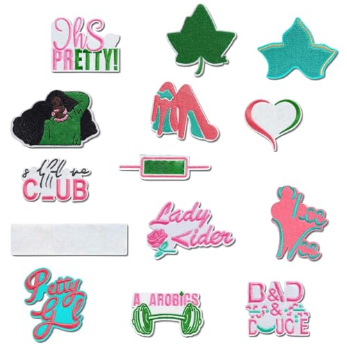 18-Piece Sorority Embroidered Iron-On Patch Set for DIY Crafts
