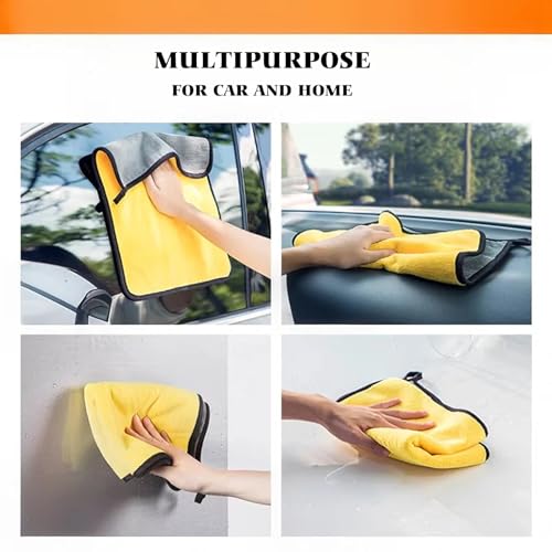 10 Pack Premium Microfiber Car Detailing Towels - Yellow/Grey, 11.8"x15.7"