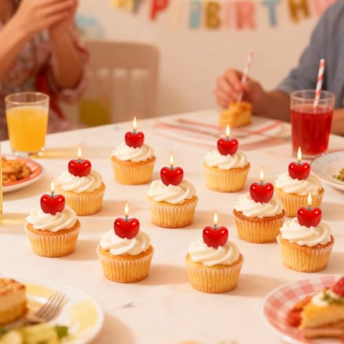 Cherry Number Birthday Candle Set with 5 Mini Cherry Candles