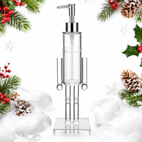 Nutcracker Soap Dispenser - Clear Acrylic Christmas Pump Bottle for Hand & Dish Liquid