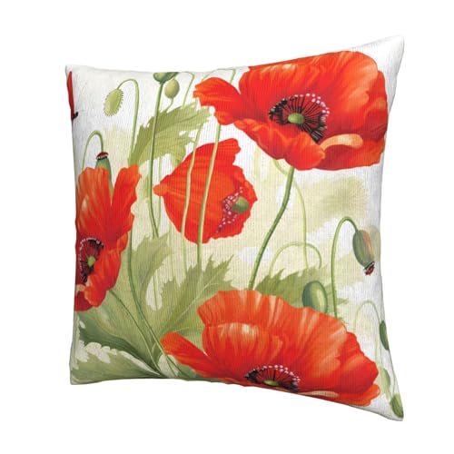Floral Throw Pillow Covers Set of 2 - 18x18 Inch Decorative Cushions