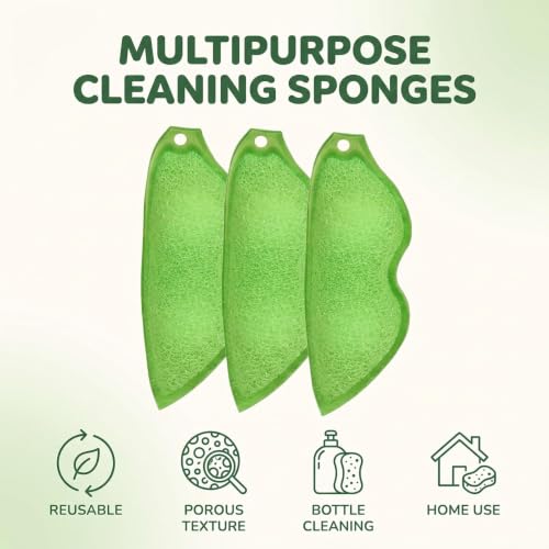 Multipurpose Bean-Shaped Cleaning Sponges Set - Heat Resistant Bottle & Container Scrubbers