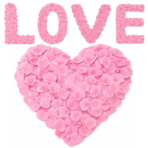 Anwyll 3000Pcs Pink Artificial Rose Petals for Wedding & Romantic Decor