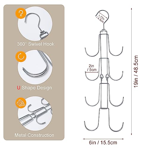 Baoswi 4-Tier Purse Organizer - Silver Metal Hanging Bag Holder