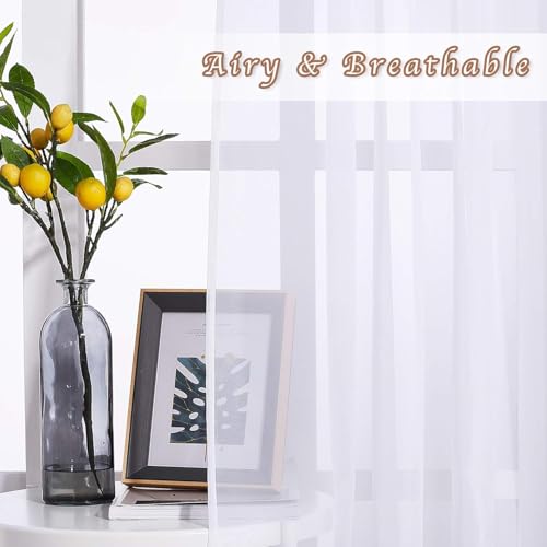 NICETOWN White Sheer Grommet Curtains - 42x48 Inch Voile Panels