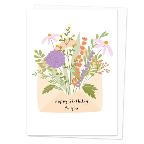 Birthday Bloom Floral Greeting Card - Elegant 5x7 Card with Envelope
