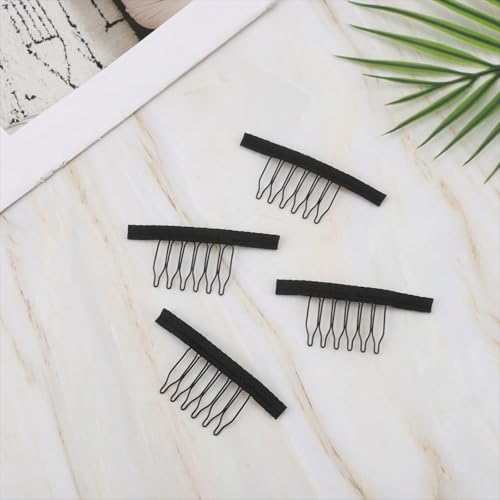 Alrhso 40 Pcs Metal Wig Clips with Cloth Edge 6 Teeth for Hairpieces
