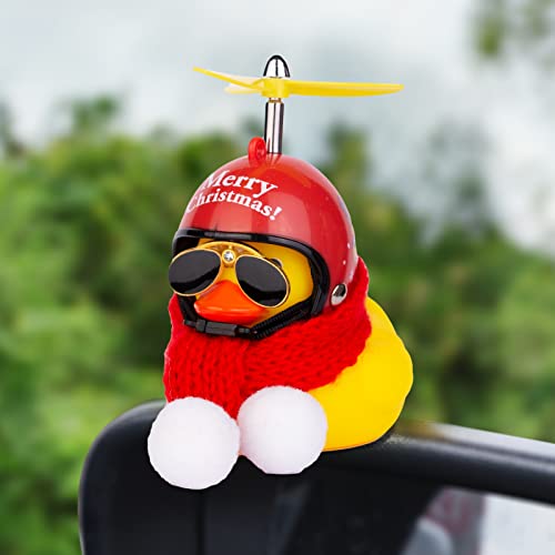 Christmas Rubber Duck Car Ornament with Helmet, Scarf & Sunglasses