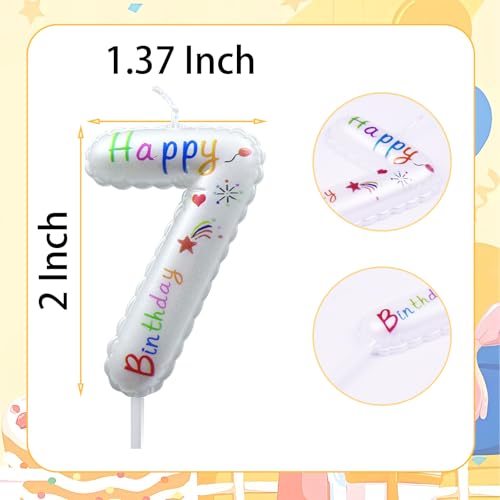 Colorful Number 6 Birthday Candle - White Happy Birthday Cake Topper