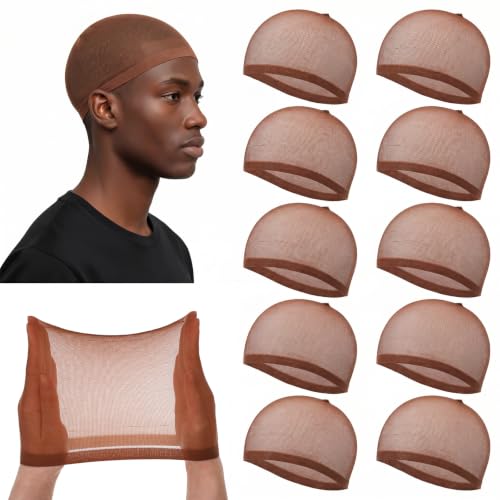 Thrymme 10-Pack Stretchy Polyester Wave Caps for Men in Coffee