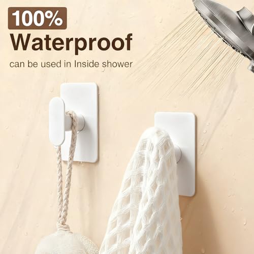 pickpiff Adhesive Towel Hooks - 20LB Strong Hanger, White (4 Pack)