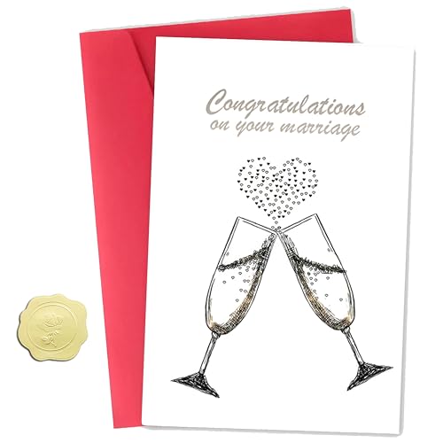 Elegant Wedding Card for Bride and Groom with Gold Seal
