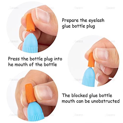 AUEAR 100 Pack Eyelash Glue Bottle Plug Pins Plastic Sealer