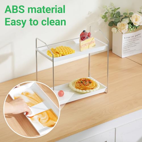 2-Tier Bathroom Counter Organizer - Sturdy Metal & ABS Makeup Storage