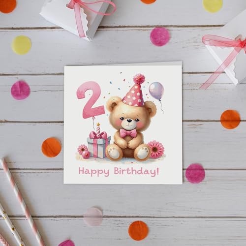Teddy Bear Birthday Card with Kraft Envelope - 5.9 x 5.9 in