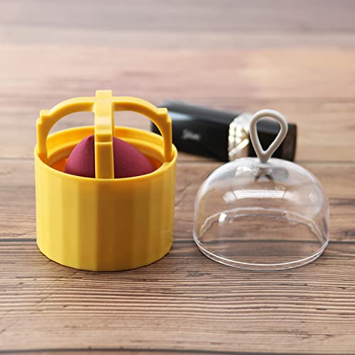 Makeup Sponge Holder with Travel Case & Drying Rack - Yellow