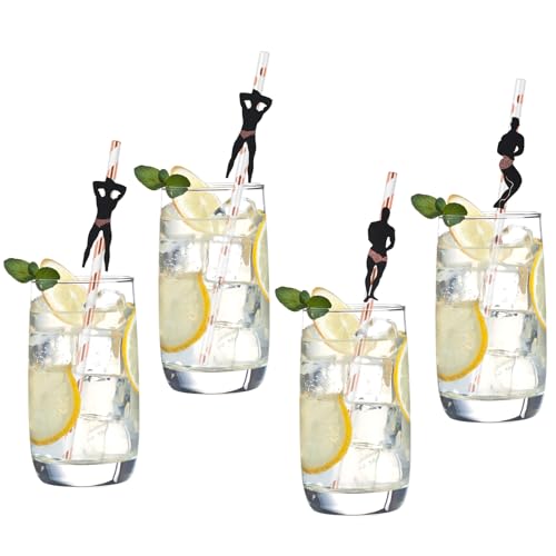 24 Disposable Bachelorette Party Straws - Funny Dancer Design