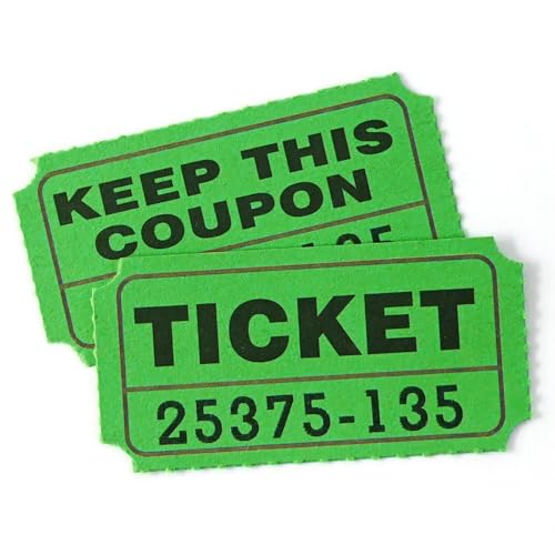 Green Raffle Tickets - 100 Pairs 50/50 Double Stub Tickets