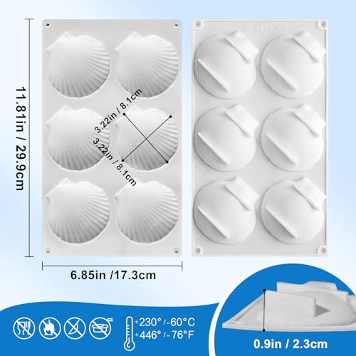 Large Shell Silicone Molds - 6-Cavity Baking & Craft Molds