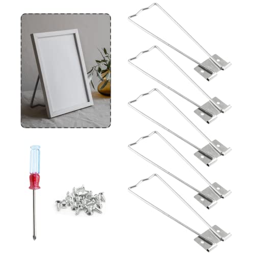 Silver Easel Back Photo Frame Stand - 5 Pack with Screws & Screwdriver