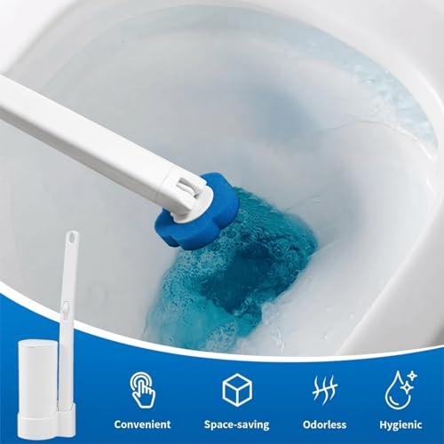 Clowand Disposable Toilet Brush Wand Kit with 24 Refills - Wall Mounted Cleaning System