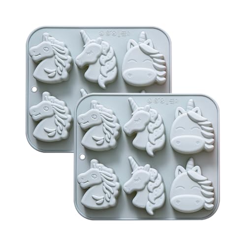 REKIDOOL Unicorn Silicone Mold, 12-Cavity Non-Stick Baking Tray, 2 Pack