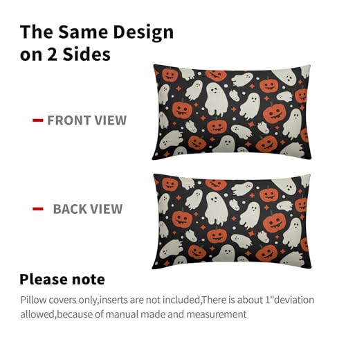 Robvobe Halloween Pillow Covers Set of 2 - Cute Ghost & Pumpkin Design, 12x20in