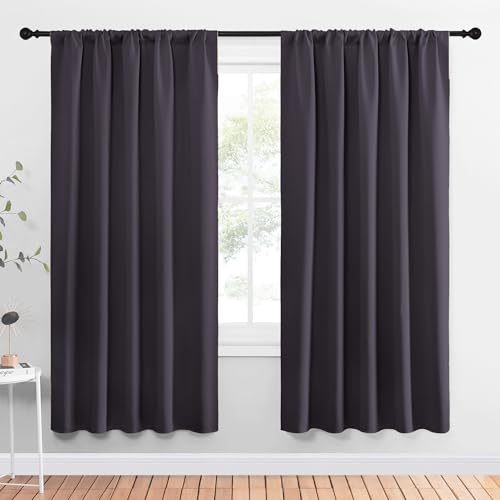 NICETOWN Thermal Insulated Blackout Curtains, Greyish Purple, 52x72