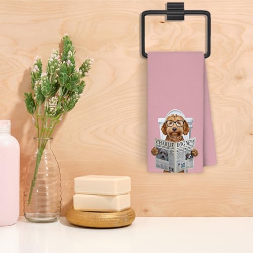 Funny Poodle Hand Towels 16x24 Inch Dog Bathroom Decor Set of 2