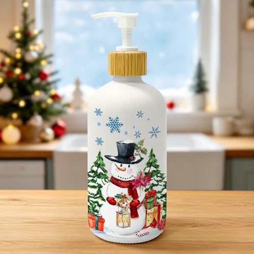 Hexagram Christmas Snowman Soap Dispenser - Holiday Bathroom & Kitchen Decor