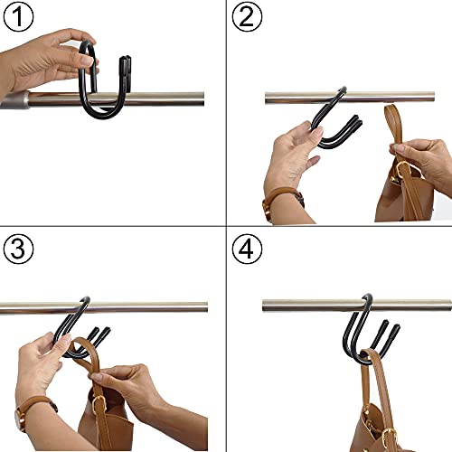 YYST 4 Pack Handbag & Purse Hangers - Over Closet Rod Organizers for Bags, Scarves, Ties, Belts, & Accessories