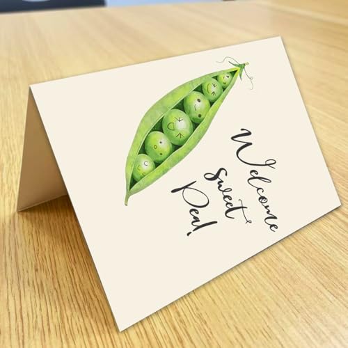 Sweet Pea Baby Card for New Parents - Blank Inside with Envelope