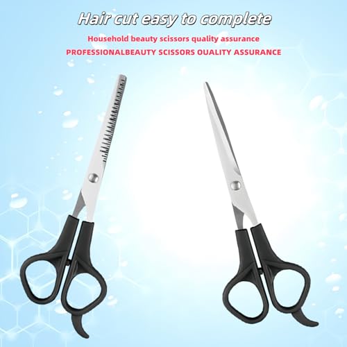 TIKIYOUN Professional 6.7-Inch Black Hair Cutting Shears Set with Thinning Scissors and Comb