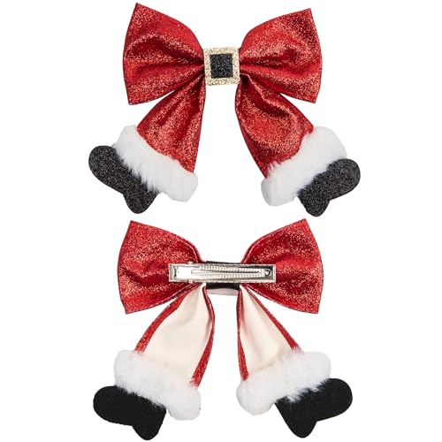 Christmas Red Sparkly Velvet Bow Hair Clip for Women and Girls