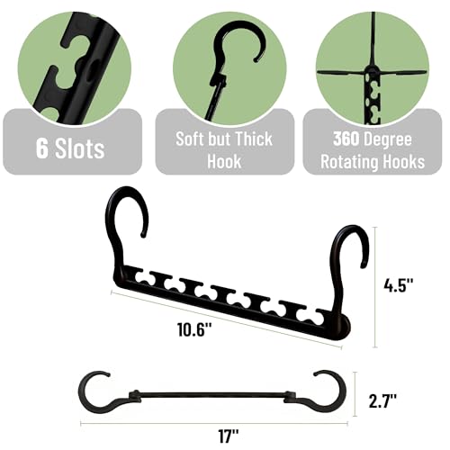 Mr. Pen Space-Saving Plastic Hangers Set - 12 Multi-Use Hangers with 6 Slots & 360° Rotating Hooks