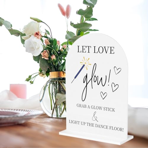 Wedding Glow Sticks Acrylic Sign, 5x7 Inch Table Decor for Dance Floor