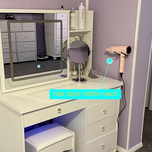 AUXPhome Universal Hair Dryer Wall Mount Holder - Adjustable Metal Rack