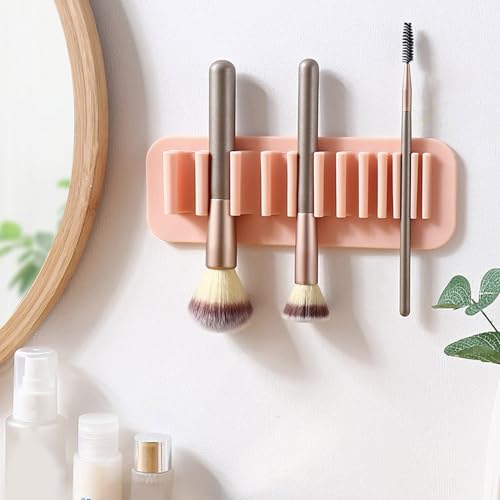 Wall-Mounted Makeup Brush Organizer Silicone Storage Rack for Cosmetics