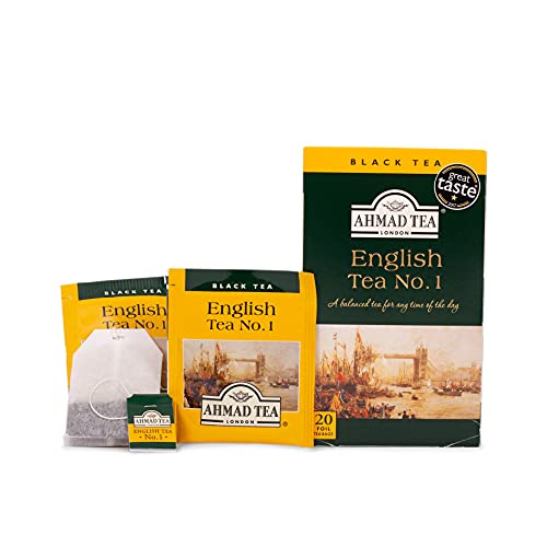 Ahmad Tea English Tea No. 1 Black Tea Bags - 20 Count, Award-Winning, Subtle Bergamot Flavored