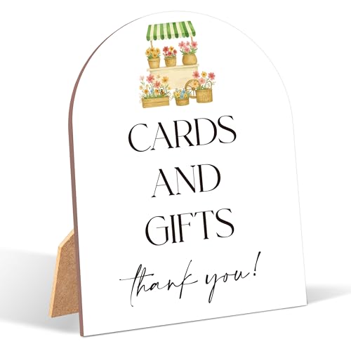 Cards and Gifts Bridal Shower Sign - 6x8 Inch Wooden Table Decor