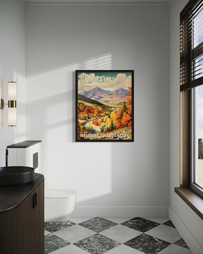 New Hampshire State Landscape Art Print - Colorful Wall Decor