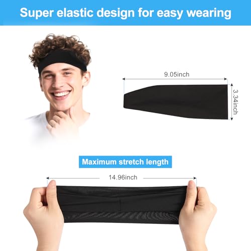 8 PCS Men's Sports Headbands & Sweat Bands, Made of Elastic and Cooling Fabric, Ideal Headbands for Men and Women's Running, Cycling, and Other Indoor and Outdoor Fitness Workouts
