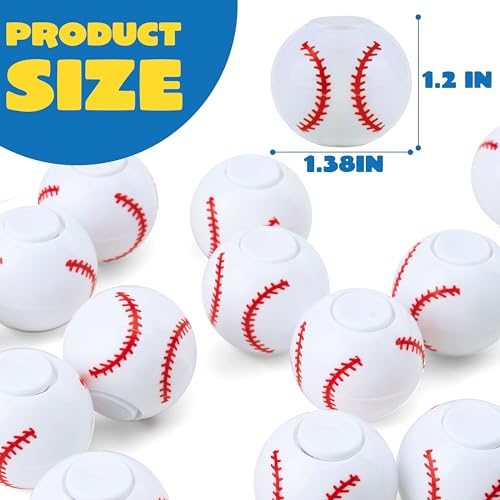 JOYIN 72-Pack Baseball Fidget Spinners, 1.3-Inch Sensory Stress Relief Toys