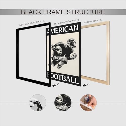 Vintage American Football Canvas Poster - Black & White Wall Art