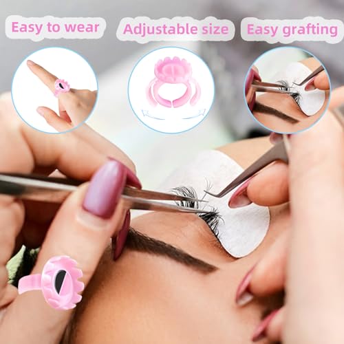 100 Pcs Disposable Lash Glue Rings for Eyelash Extensions - Pink