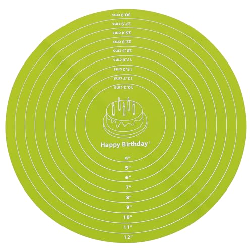 12-Inch Round Silicone Baking Mat with Measurements - Non-Stick & Heat Resistant