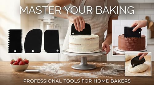6-Piece Cake Decorating Scraper Set - Durable Plastic Icing Tools