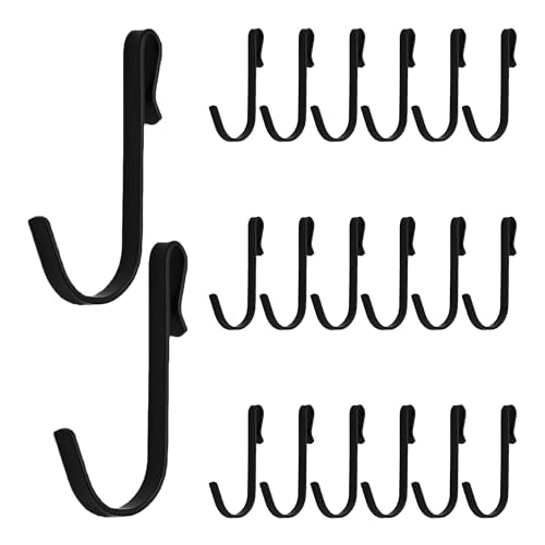 20-Pack Stainless Steel J-Shaped Hooks for Wire Shelving and Grid Racks